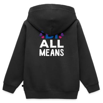lgBT - Kinder Premium Organic Zip Hoodie - Schwarz - Hinten - AI Model Kid Male (0cm)