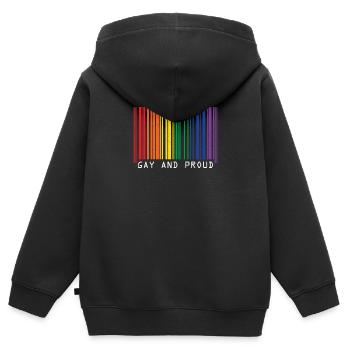 lgBT - Kinder Premium Organic Zip Hoodie - Schwarz - Hinten - AI Model Kid Male (0cm)