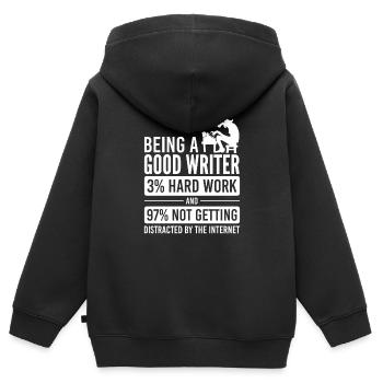 journalist - Kinder Premium Organic Zip Hoodie - Schwarz - Hinten - AI Model Kid Male (0cm)
