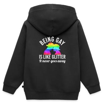 lgBT - Kinder Premium Organic Zip Hoodie - Schwarz - Hinten - AI Model Kid Male (0cm)