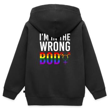 lgBT - Kinder Premium Organic Zip Hoodie - Schwarz - Hinten - AI Model Kid Male (0cm)