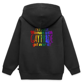 lgBT - Kinder Premium Organic Zip Hoodie - Schwarz - Hinten - AI Model Kid Male (0cm)