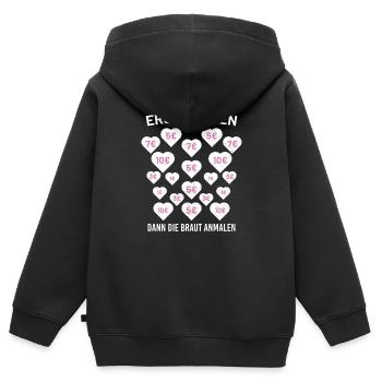 Team Braut Junggesellenabschied Frau Ehe Hochzeit - Kinder Premium Organic Zip Hoodie - Schwarz - Hinten - AI Model Kid Male (0cm)