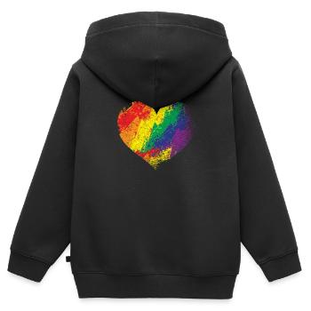 Pride Heart LGBTQIA Community Flag s - Sweat Premium à capuche zippé enfant bio - noir - Dos - AI Model Kid Male (0cm)