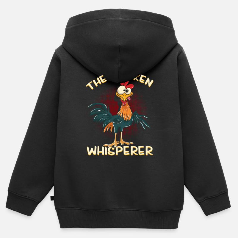Poulet Whisperer Farmer Chickens Gift - Sweat Premium à capuche zippé enfant bio - noir