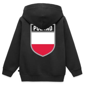 Pologne - Drapeau national dans les armoiries - Sweat Premium à capuche zippé enfant bio - noir - Dos - AI Model Kid Male (0cm)