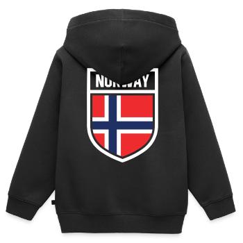 Norvège - Drapeau national dans les armoiries - Sweat Premium à capuche zippé enfant bio - noir - Dos - AI Model Kid Male (0cm)