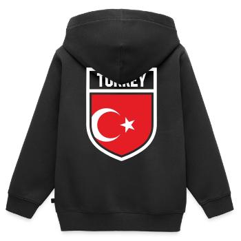 Turquie - drapeau national en armoiries - Sweat Premium à capuche zippé enfant bio - noir - Dos - AI Model Kid Male (0cm)