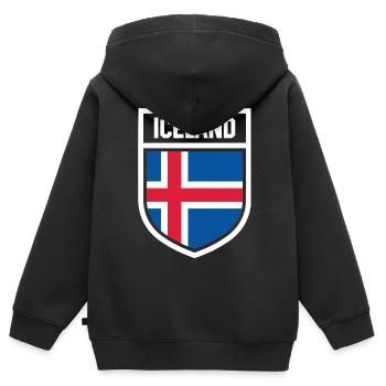 Islande - Drapeau national dans les armoiries - Sweat Premium à capuche zippé enfant bio - noir - Dos - AI Model Kid Male (0cm)