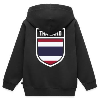 Thailand - drapeau national en armoiries - Sweat Premium à capuche zippé enfant bio - noir - Dos - AI Model Kid Male (0cm)