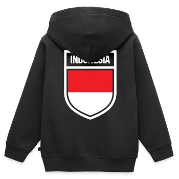 Indonésie - drapeau national en armoiries - Sweat Premium à capuche zippé enfant bio - noir - Dos - AI Model Kid Male (0cm)