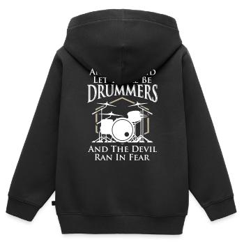 Drummers - Kinder Premium Organic Zip Hoodie - Schwarz - Hinten - AI Model Kid Male (0cm)