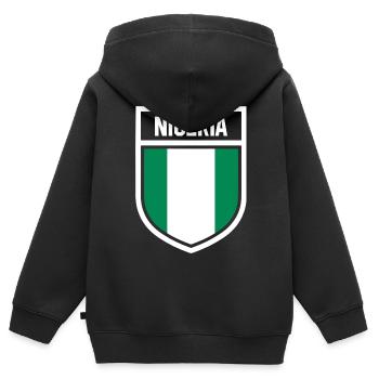 Nigeria - Drapeau national dans les armoiries - Sweat Premium à capuche zippé enfant bio - noir - Dos - AI Model Kid Male (0cm)