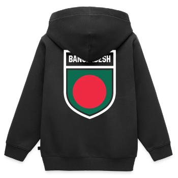 Bangladesh - Drapeau national dans les armoiries - Sweat Premium à capuche zippé enfant bio - noir - Dos - AI Model Kid Male (0cm)