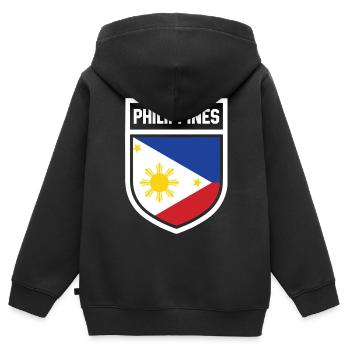 Philippines - Drapeau national dans les armoiries - Sweat Premium à capuche zippé enfant bio - noir - Dos - AI Model Kid Male (0cm)