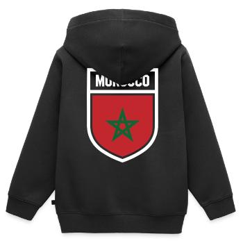 Maroc - Drapeau national dans les armoiries - Sweat Premium à capuche zippé enfant bio - noir - Dos - AI Model Kid Male (0cm)