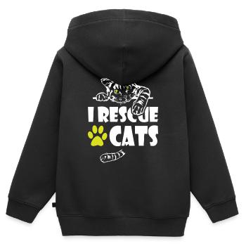 Je sauve des chats - Sweat Premium à capuche zippé enfant bio - noir - Dos - AI Model Kid Male (0cm)
