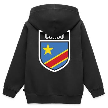 Kongo - Nationalfahne im Wappen - Kinder Premium Organic Zip Hoodie - Schwarz - Hinten - AI Model Kid Male (0cm)