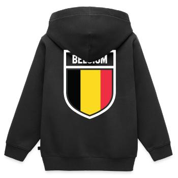 Belgique - Drapeau national dans les armoiries - Sweat Premium à capuche zippé enfant bio - noir - Dos - AI Model Kid Male (0cm)