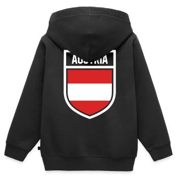 Autriche - Drapeau national dans les armoiries - Sweat Premium à capuche zippé enfant bio - noir - Dos - AI Model Kid Male (0cm)