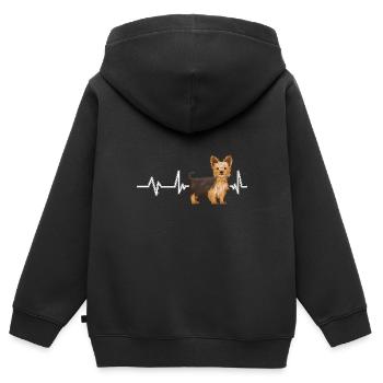 Yorkshire Terrier Yorkshire Terrier Heartbeat - Kinder Premium Organic Zip Hoodie - Schwarz - Hinten - AI Model Kid Male (0cm)