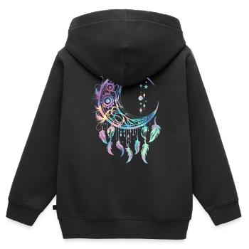 Dream Catcher, Moon, Wicca, Gothic, Tarot, Tribal - Kids Premium Organic Zip-up Hoodie - black - Back - AI Model Kid Male (0cm)