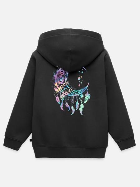 Capteur de rêves, Lune, Wicca, Gothique, Tarot, Tribal - Sweat Premium à capuche zippé enfant bio - noir
