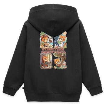 Storytime Adventures – A Journey Through Books - Kids Premium Organic Zip-up Hoodie - black - Back - AI Model Kid Male (0cm)