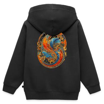 Ornement - Sweat Premium à capuche zippé enfant bio - noir - Dos - AI Model Kid Male (0cm)