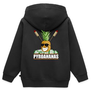Feux d'artifice Pyro ananas - Sweat Premium à capuche zippé enfant bio - noir - Dos - AI Model Kid Male (0cm)