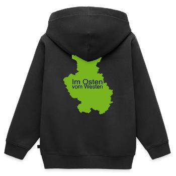 Im Osten vom Westen Ostern Ostergeschenk - Kinder Premium Organic Zip Hoodie - Schwarz - Hinten - AI Model Kid Male (0cm)