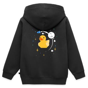 Vaisseau spatial canard en caoutchouc canard vaisseau spatial galaxie - Sweat Premium à capuche zippé enfant bio - noir - Dos - AI Model Kid Male (0cm)