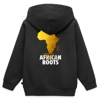 African Roots - Kids Premium Organic Zip-up Hoodie - black - Back - AI Model Kid Male (0cm)