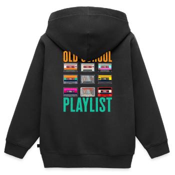 Old School Playlist - Kinder Premium Organic Zip Hoodie - Schwarz - Hinten - AI Model Kid Male (0cm)