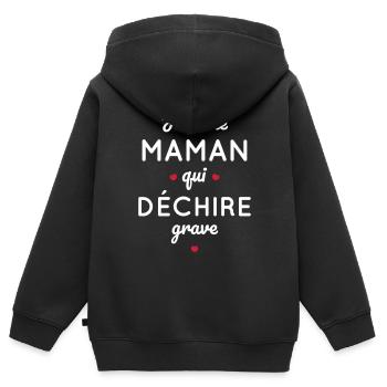 J'ai une maman qui déchire grave - Sweat Premium à capuche zippé enfant bio - noir - Dos - AI Model Kid Male (0cm)