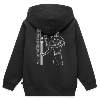Égypte - Sweat Premium à capuche zippé enfant bio - noir - Dos - AI Model Kid Male (0cm)