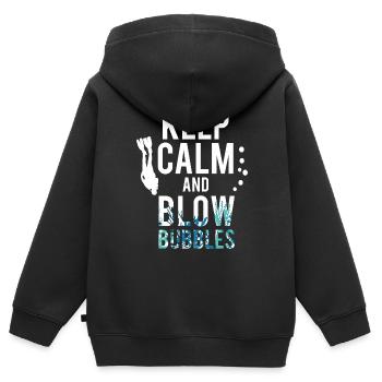 Keep Calm And Blow Bubbles Taucher Tauchen - Kinder Premium Organic Zip Hoodie - Schwarz - Hinten - AI Model Kid Male (0cm)