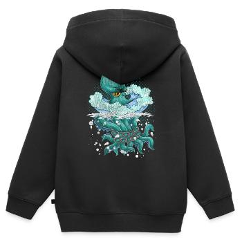 Oktopus - Kinder Premium Organic Zip Hoodie - Schwarz - Hinten - AI Model Kid Male (0cm)