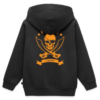Pirate captain Geschenk Totenkopf Party Spruch - Kinder Premium Organic Zip Hoodie - Schwarz - Hinten - AI Model Kid Male (0cm)