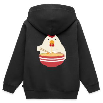 Poulet de ramen Poulet - Sweat Premium à capuche zippé enfant bio - noir - Dos - AI Model Kid Male (0cm)