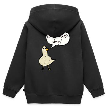 Pigeon drôle - Sweat Premium à capuche zippé enfant bio - noir - Dos - AI Model Kid Male (0cm)