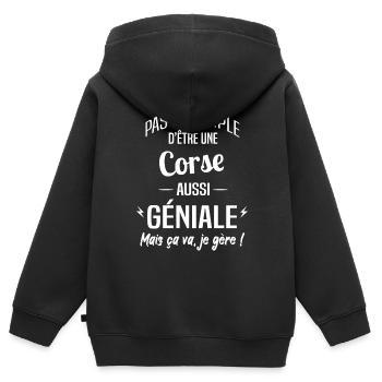 Corse - Sweat Premium à capuche zippé enfant bio - noir - Dos - AI Model Kid Male (0cm)