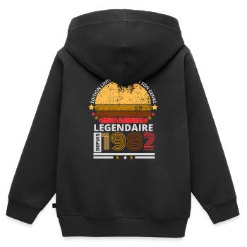 Août 1982 Vintage Anniversaire Rétro - Sweat Premium à capuche zippé enfant bio - noir - Dos - AI Model Kid Male (0cm)