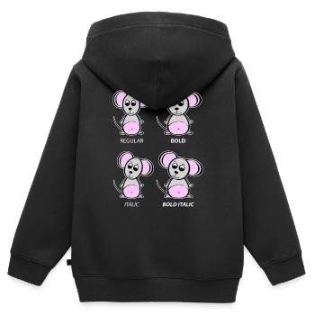 Grafiker Maus - Typografie-Erklärung - Kinder Premium Organic Zip Hoodie - Schwarz - Hinten - AI Model Kid Male (0cm)