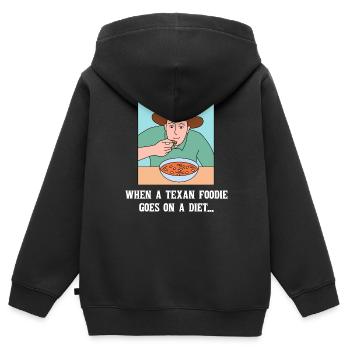 Diät in Texas Design für stolze Texaner - Kinder Premium Organic Zip Hoodie - Schwarz - Hinten - AI Model Kid Male (0cm)