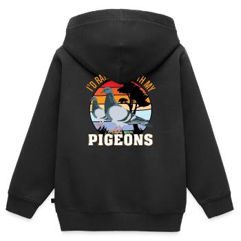 Eher mit Tauben Parkgestaltung für Taubenliebhaber - Kinder Premium Organic Zip Hoodie - Schwarz - Hinten - AI Model Kid Male (0cm)
