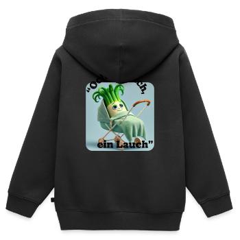 Lauch im Kinderwagen " Och niedlich, ein Lauch" - Kinder Premium Organic Zip Hoodie - Schwarz - Hinten - AI Model Kid Male (0cm)