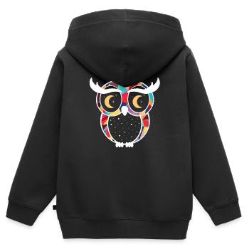 Eule (Bunt, abstrakt) - Kinder Premium Organic Zip Hoodie - Schwarz - Hinten - AI Model Kid Male (0cm)