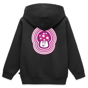 Mighty Mushroom - Kinder Premium Organic Zip Hoodie - Schwarz - Hinten - AI Model Kid Male (0cm)