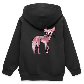 Rosa Wüstenfuchs Fennek - Kinder Premium Organic Zip Hoodie - Schwarz - Hinten - AI Model Kid Male (0cm)
